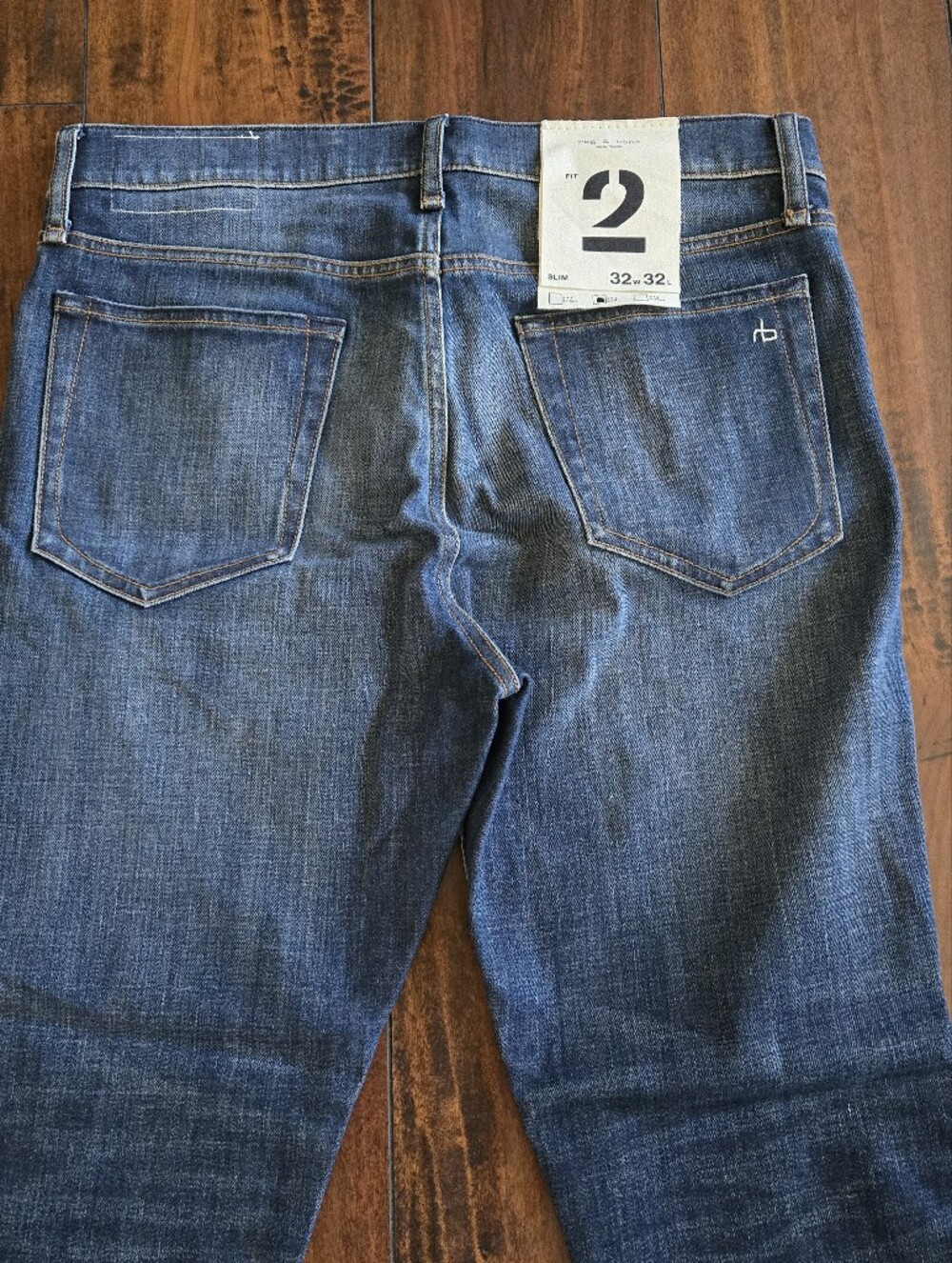 Rag & Bone Fit 2 Slim Fit Dark Wash Straight Jeans In Dusty Trail Size 32x32 - Picture 9 of 14